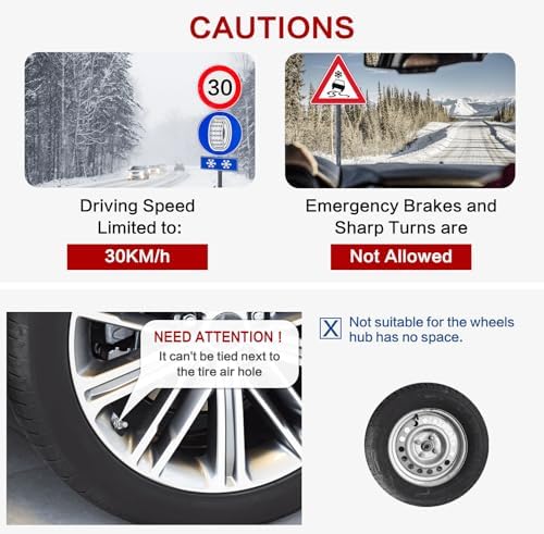 Emergency Snow Chains, Tire Chains with Thickened Manganese Steel for Car Truck SUV in Ice, Sand and Mud(8 Packs, Tire Width 195-235mm)