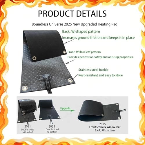 Heated Sidewalk Mats for Ice and Snow,600W/㎡ Roof Ice Melt System Snow