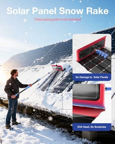Roof Rakes for Snow Removal, Telescoping Snow Rake for House Roof, Solar Panels, Cars & RV, Snow Broom Push/Pull, Heavy Duty Aluminum Ice Scraper, No-Scratch Foam Blade (Snow Rake Head(No Pole))