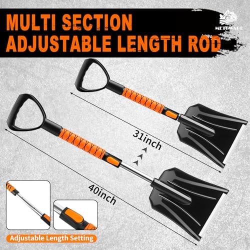 METOWARE 44'' Ice Scrapers and Snow Brush for Car Windshield with Snow Shovel with Ergonomic Foam Grip and 360° Pivoting Brush Head, Snow Brush for Car SUV Truck