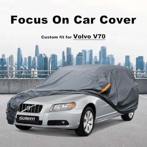 GUNHYI Premium Car Cover Custom Fit Volvo V70, 16 Layers Heavy Duty Car Cover Waterproof All Weather with Zipper Door for Sun Rain Snow Dust Uv Protection