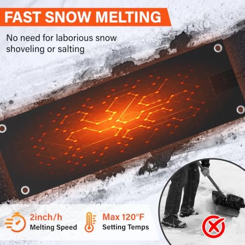 5 Pcs Heated Snow Melting Mats,10x30 in No-Slip Rubber Heated Outdoor Mats
