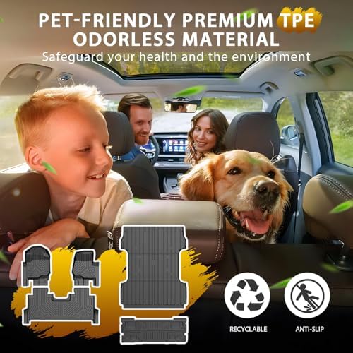 Powerty Floor Mats for 2017-2024 2025 2026 Ford F250/F350/F450 Super Duty Crew Cab Truck Bed Mat (6.8FT) Tailgate Liner Protector All Weather Replacement for Ford F250/F350/F450 Accessories