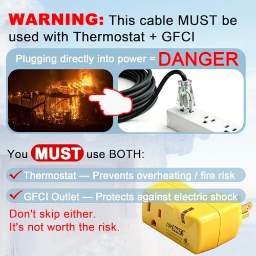100FT Roof & Gutter De-Icing Cable, 5W/ft Heat Tape
