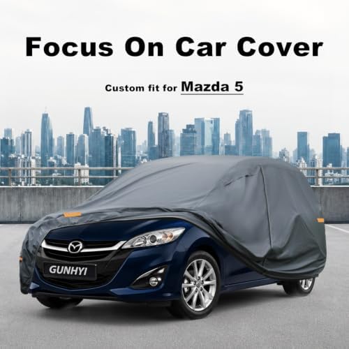 GUNHYI Premium Car Cover Custom Fit Mazda 5, 16 Layers Heavy Duty Car Cover Waterproof All Weather with Zipper Door for Sun Rain Snow Dust Uv Protection