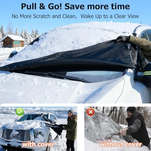 DMJN [2026 Upgraded Car Windshield Cover for Ice and Snow,Windshield Snow Cover for Winter Snow & Frost, 700D Heavy-Duty, Suitable for Cars, Suvs, Trucks-Large