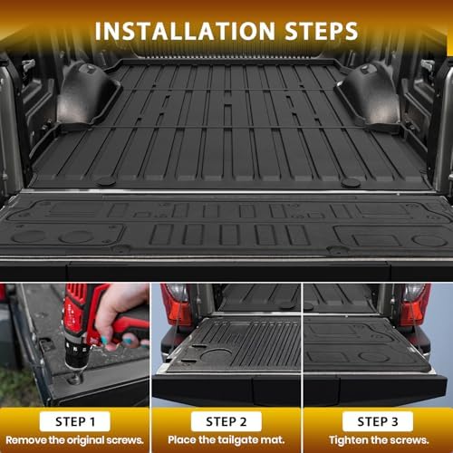 Powerty Floor Mats for 2017-2024 2025 2026 Ford F250/F350/F450 Super Duty Crew Cab Truck Bed Mat (6.8FT) Tailgate Liner Protector All Weather Replacement for Ford F250/F350/F450 Accessories