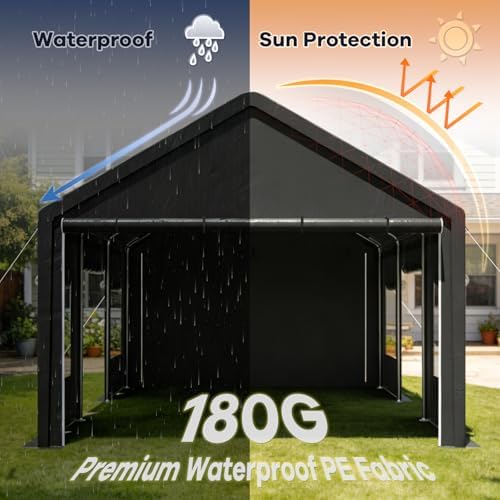 12x20 Heavy Duty Carport Canopy, All-Weather Car Ports, Grey