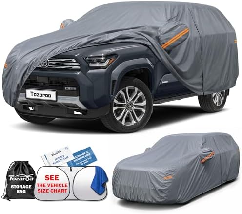 SUV Cover Waterproof All-Weather,Outdoor Full Exterior Car Covers Custom Fit for Toyota 4Runner,Lexus RX,VW Atlas,Kia Telluride,Hyundai Palisade,Chevrolet Equinox,etc Size S3(See Size Chart)