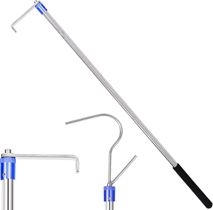 Truck Bed Grabber Tool,Cargo Grabber Pickup Truck Bed 32-79 inch Sturdy Truck Cargo Retrieval Pole with Two Replacement Hooks Essential Bed Buddy Cargo Truck Retriever Easy Pickup