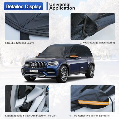 Kayme Half Car Cover Waterproof All Weather for SUV (143"-157")