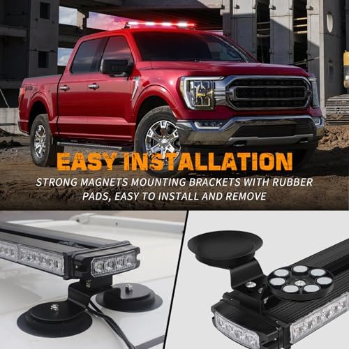 XRIDONSEN 37 Inch 104 LED Roof Strobe Light Bar Top Magnetic lights