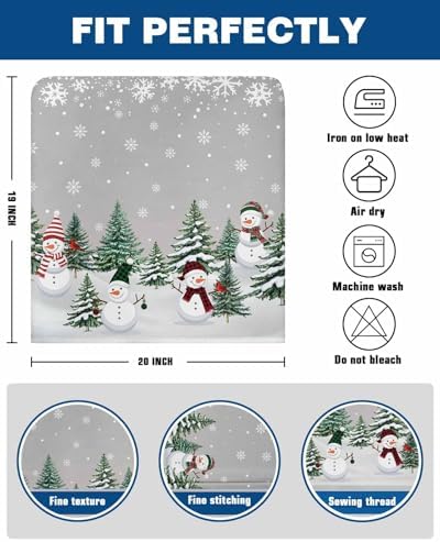 Christmas Snowman Chair Back Covers Set of 6 Xmas Tree Snowflakes Forest Grey Gradient Bottom Washable Removable Chair Cover Slipcover Protector for Dining Room Hotel Party Holiday Decor