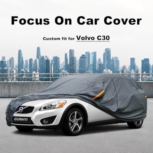 GUNHYI Premium Car Cover Custom Fit Volvo C40, 16 Layers Heavy Duty Car Cover Waterproof All Weather with Zipper Door for Sun Rain Snow Dust Uv Protection