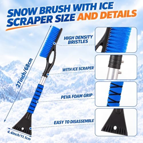 Uiifan 24 Pcs 27 Inch Snow Brush and Ice Scrapers for Car- 4 Colors