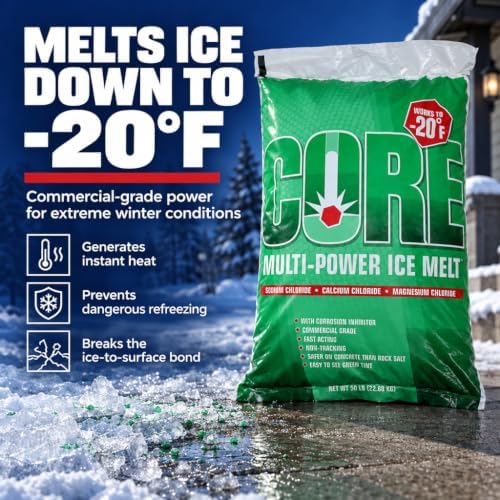 Premium Ice Melt, Blue (50 lb Bag) – Fast-Acting, Industrial-Grade Snow Melter for Sidewalks, Driveways & Parking Lots, Melts to -20°F, Concrete Safe, Non-Greasy, Slip-Free Formula
