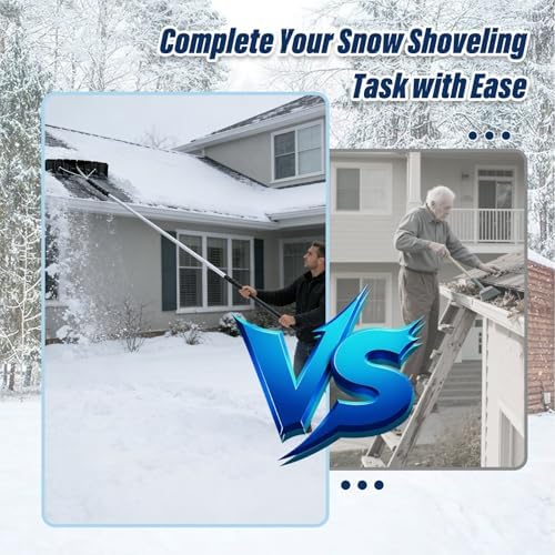 Extendable Roof Rake for Snow Removal, 4.9–15.7 Ft Roof Snow Rake with Plastic Blade Snow Rake, Ice Dam Removal Tool for House Roof