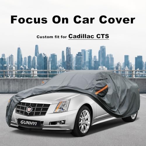GUNHYI Premium Car Cover Custom Fit Cadillac CTS/CTS-V (2003-2019), 16 Layers Heavy Duty Car Cover Waterproof All Weather with Zipper Door for Sun Rain Snow Dust Uv Protection