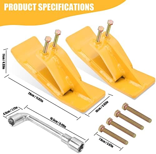 Tractor Bucket Protector(Upgraded Version), 2 Pcs Ski Edge Protector, Turf Tamer Skid Protector with Grade8.8 Double Lock Nuts and Bolts, Heavy Duty Steel for Snow Removal Spreading Gravel,Yellow