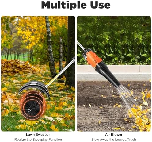 2-in-1 Gas Powered Leaf Blower & Lawn Sweeper, 52CC 2.3HP Handheld Backpack Blower/Sweeper with 20.47-Inch Brush, 1700W Snow Blowers for Yard, Driveway, Sidewalk Debris Cleaning, 8500RPM