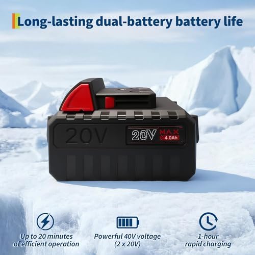 Cordless Snow Blower, Electric Self-Propelled Battery Snow Blower with 2X 20v Battery, Clears 20" Wide, 12" Deep Snow, 180° Rotating Chute, LED Lights for Winter Storm for Sidewalk and Driveways, Red