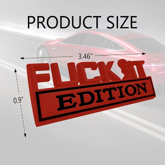 Fuck IT Edition Emblem, Car Exterior Emblems Badge 3D Sticker Decal, Fuck-IT Edition Emblem 3D Fender Badge Decal, 3D Fender Badge Decal Car Truck Replacement, Fit for All Cars (Red Black)