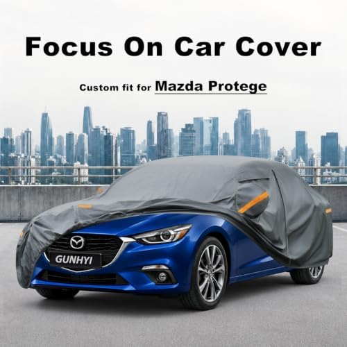 GUNHYI Premium Car Cover Custom Fit Mazda Protege, 16 Layers Heavy Duty Car Cover Waterproof All Weather with Zipper Door for Sun Rain Snow Dust Uv Protection