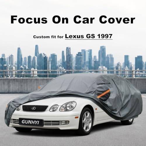 GUNHYI Premium Car Cover Custom Fit Lexus GS(1998-2010), 16 Layers Heavy Duty Car Cover Waterproof All Weather with Zipper Door for Sun Rain Snow Dust Uv Protection