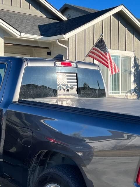 for Ford F150 F250 F350 2015–2025 2026 Matte Black Rear Window American Flag Decal, USA Truck Back Center Vinyl Sticker, Patriotic Rear Sliding Window Decal for Ford F150
