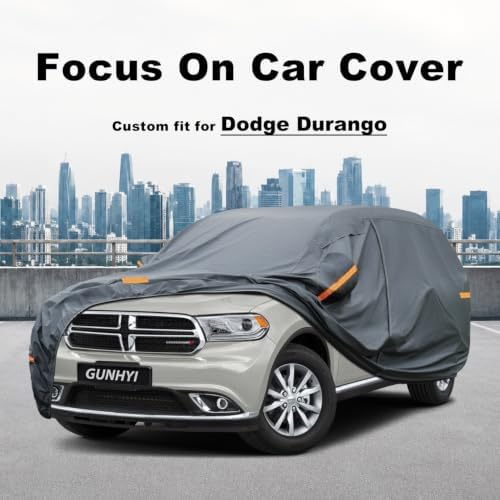 GUNHYI Premium Car Cover Custom Fit Dodge Durango, 16 Layers Heavy Duty Car Cover Waterproof All Weather with Zipper Door for Sun Rain Snow Dust Uv Protection