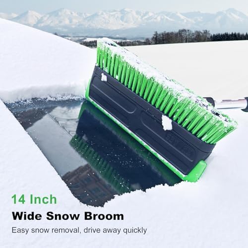 SEAAES 56 Inch Truck Snow Brush Scraper Long Handle Snow Broom for SUV