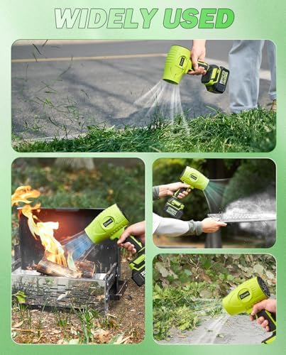 Saker Cordless Leaf Blower Handheld Blower Portable Dust Cleaner 180000 RPM with Adjustable Speed for Drying Patio Cleaning Camping Gifts 2 Batteries Olive Green with Case