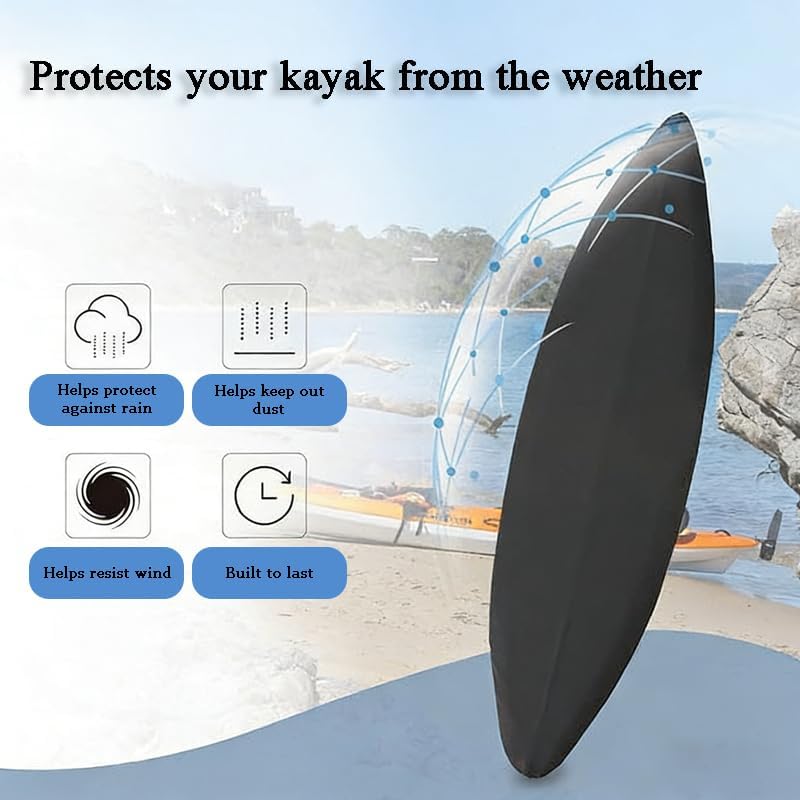 Kayak Cover for Lifetime Yukon Angler 116 Fishing 2020–2026, with Adjustable Drawstring and Buckle, for Outdoor Storage and Roof Rack Transport, Easy to Secure and Remove,B Grey