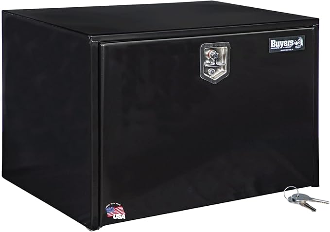 Buyers Products 1704305 Black Steel Underbody Truck Tool Box – 24 x 24 x 36 Inch - Truck Bed & Underbelly RV Storage Box, Locking T-Latch, Weather-Resistant, Heavy-Duty Flatbed Job Box, Made in USA