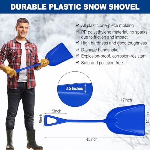 Frienda 6 Pcs Plastic Snow Shovel Large Scoop Shovel, Blue