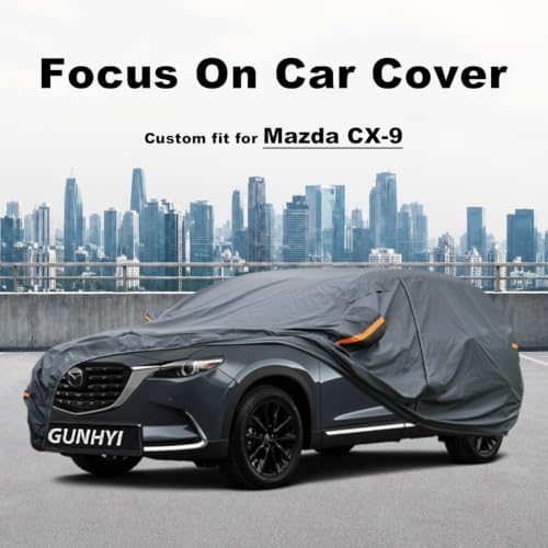 GUNHYI Premium Car Cover Custom Fit Mazda CX-9/CX-90 (2007-2026), 16 Layers Heavy Duty Car Cover Waterproof All Weather with Zipper Door for Sun Rain Snow Dust Uv Protection