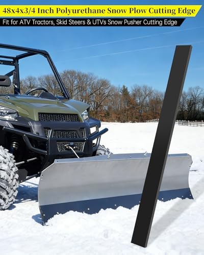 48 x 4 x 3/4 Inch Polyurethane Snow Plow Cutting Edge | Fit for ATV Tractors, Skid Steers & UTVs Snow Pusher Cutting Edge, Heavy Duty Replacement Blade for Front Snow Blade Plow