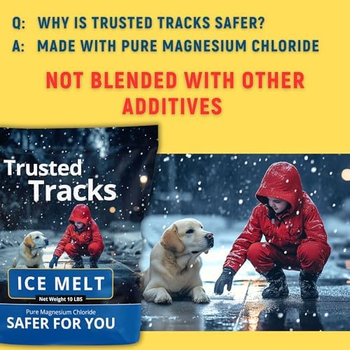 FIREKI Ice Melt, Pet Safe Ice Melt, 10 LBS Premium Snow Melter, Pure Magnesium Chloride, Safer for Pets, Concrete, Effective to -35 F, 10 lb