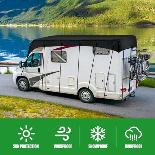 Wider 3.3m/10.83ft Travel Trailer Cover 210D Oxford Cloth Travel Trailer Cover Wind, Rain and Snow Proof with 2 Windproof Straps Grey-36 x 10.8 ft