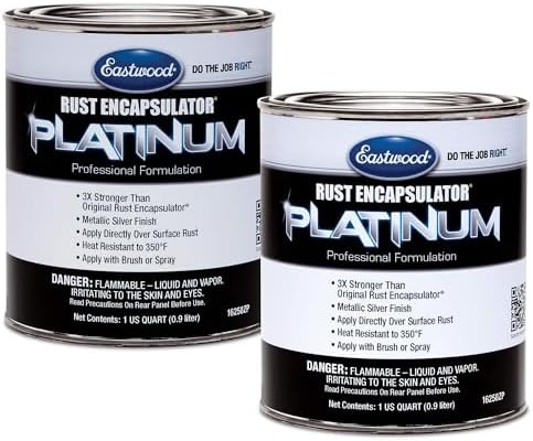 Eastwood Rust Encapsulator Platinum Premium Rust Preventive Coating | Easy Apply High-Tech Formula Automotive Paint to Stop Rust | Silver Quarts | 2 Pack