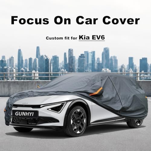 GUNHYI Premium Car Cover Custom Fit Kia EV6, 16 Layers Heavy Duty Car Cover Waterproof All Weather with Zipper Door for Sun Rain Snow Dust Uv Protection