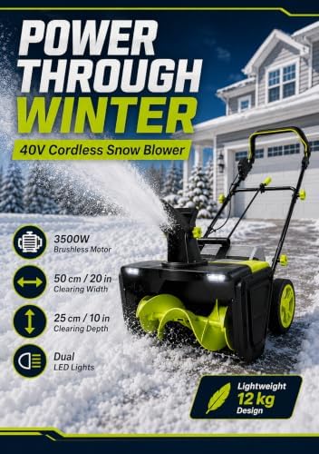 Snow Removal Machine, 3500W, 20 Inch Clearing Path for Driveways