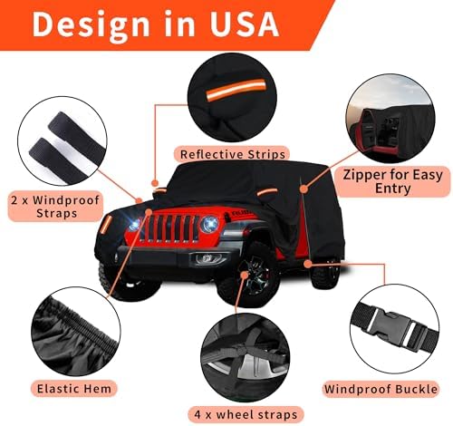 Waterproof Car Cover for Jeep Wrangler 2 Door 1987-2025 2026 JK JL CJ YJ TJ