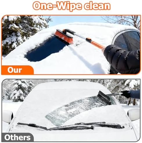 DMJN [2026 Upgrade Extendable Car Snow Brush and Ice Scraper [3-in-1] Clean Snow, Ice and Frost, 45''Adjustable Length with 360° Rotating Brush Head, Suitable for All Cars-Medium
