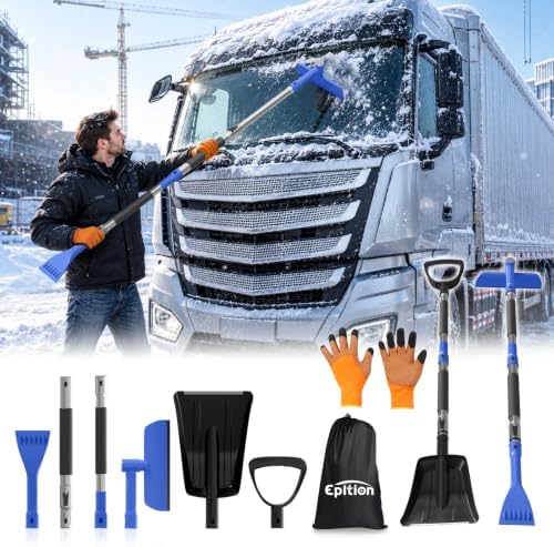 63" Long Snow Brush Kit with Ice Scraper & Snow Shovel for Car Truck SUV