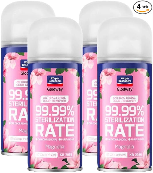 GLODWAY Car Air Freshener Spray, Magnolia Scent, 6 OZ Odor Eliminator,4 Pack, for Cars, Trucks, RVs, Home