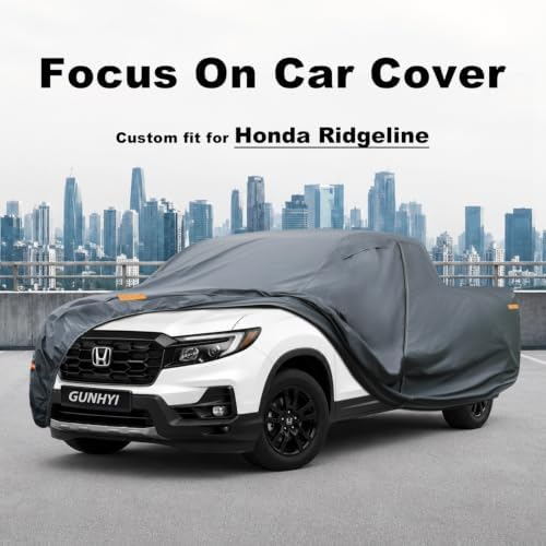 GUNHYI Premium Truck Cover Custom Fit Honda Ridgeline, 16 Layers Heavy Duty Truck Cover Waterproof All Weather with Zipper Door for Sun Rain Snow Dust Uv Protection