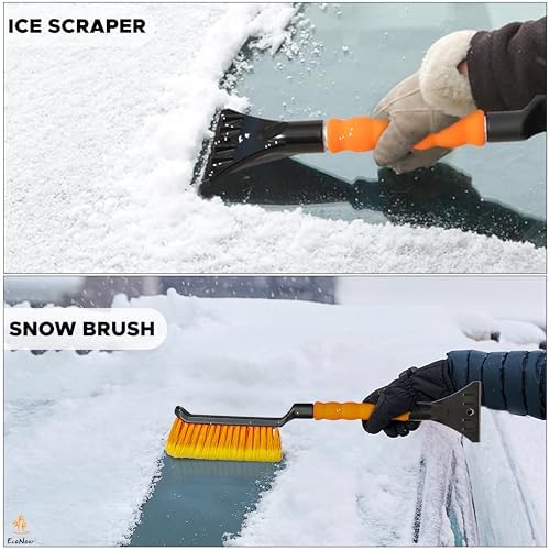 EcoNour 17" Snow Brush & Ice Scraper for Car Windshield with Soft Foam Grip