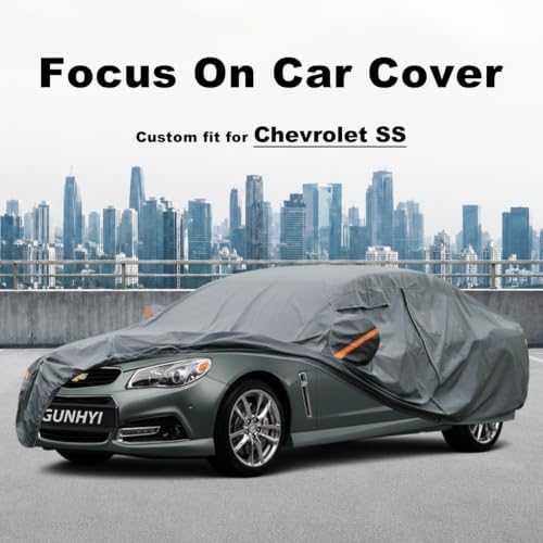 GUNHYI Premium Car Cover Custom Fit Chevrolet SS, 16 Layers Heavy Duty Car Cover Waterproof All Weather with Zipper Door for Sun Rain Snow Dust Uv Protection