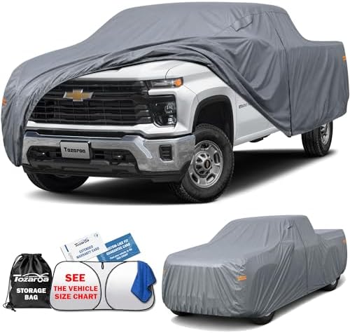 Truck Cover Waterproof All-Weather,Outdoor Full Exterior Pickup Covers(Length 251-262 inch) Custom Fit for Chevrolet Silverado 2500 3500,Ford F350,GMC 2500 etc Size T7(See Size Chart)